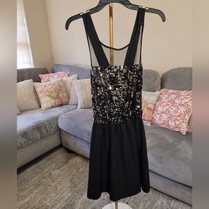BONGO Black Sequin Backless Dress Size Juniors Large